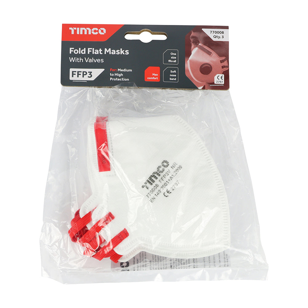 TIMCO FFP3 Fold Flat Valved Masks - One Size - Image