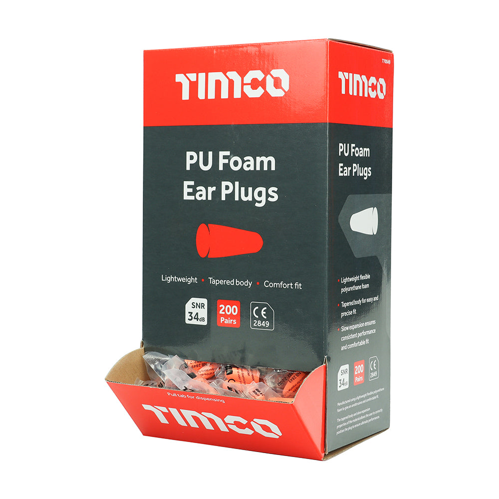 TIMCO Disposable PU Ear Plugs 200 Pairs - One Size - Image