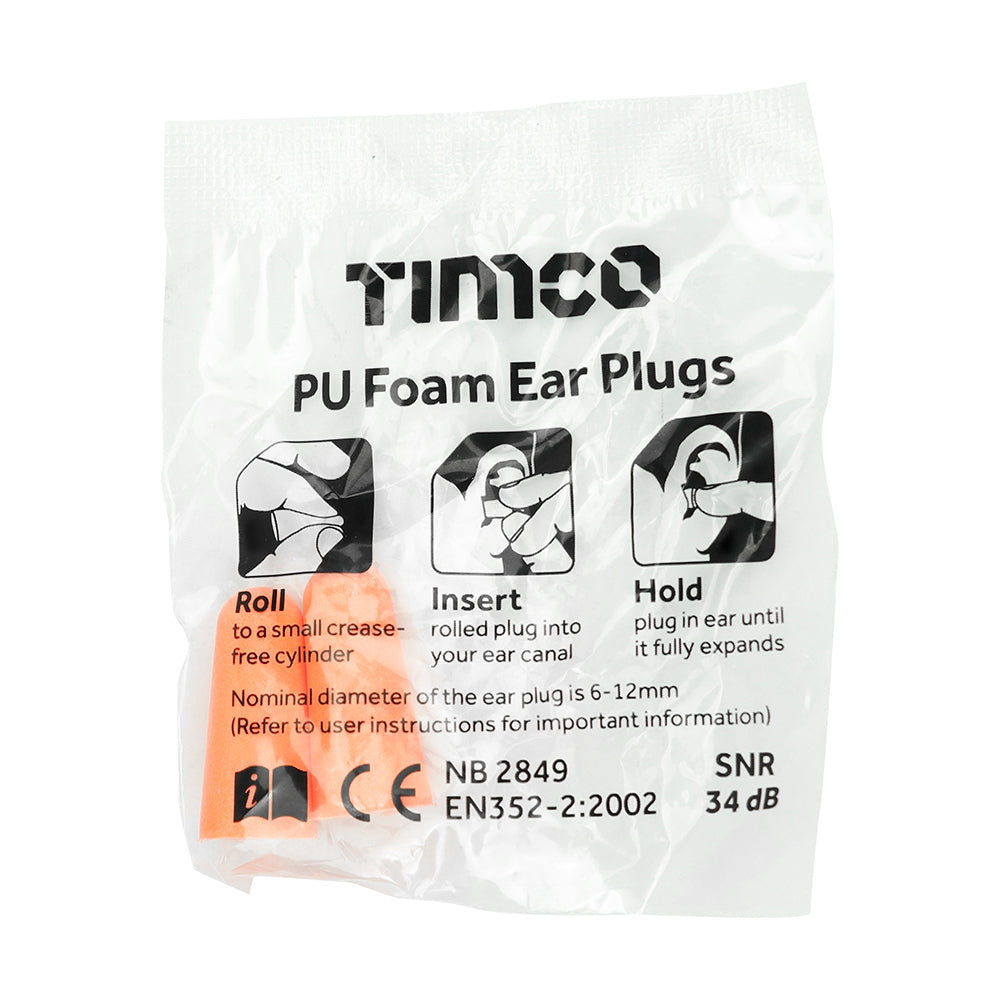 TIMCO Disposable PU Ear Plugs 200 Pairs - One Size - Image