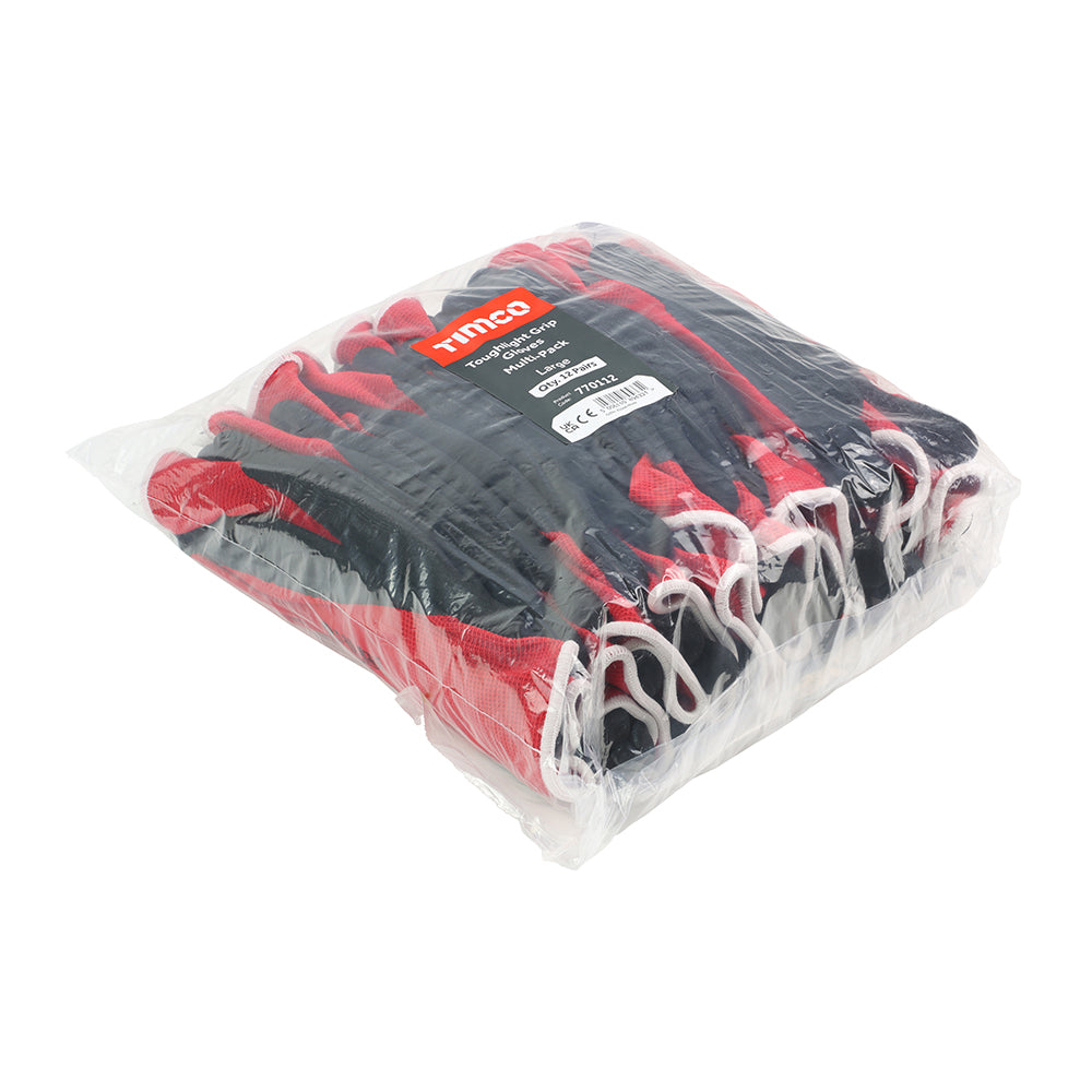 TIMCO Secure Grip Smooth Nitrile Foam Coated Polyester Gloves Multi-Pack - Large - Image