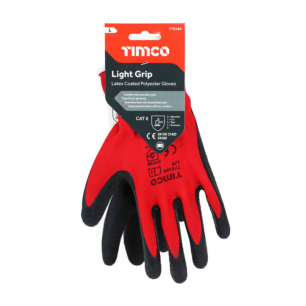 TIMCO Light Grip Glove Crinkle Latex Coated Polyester Gloves - Large - Image