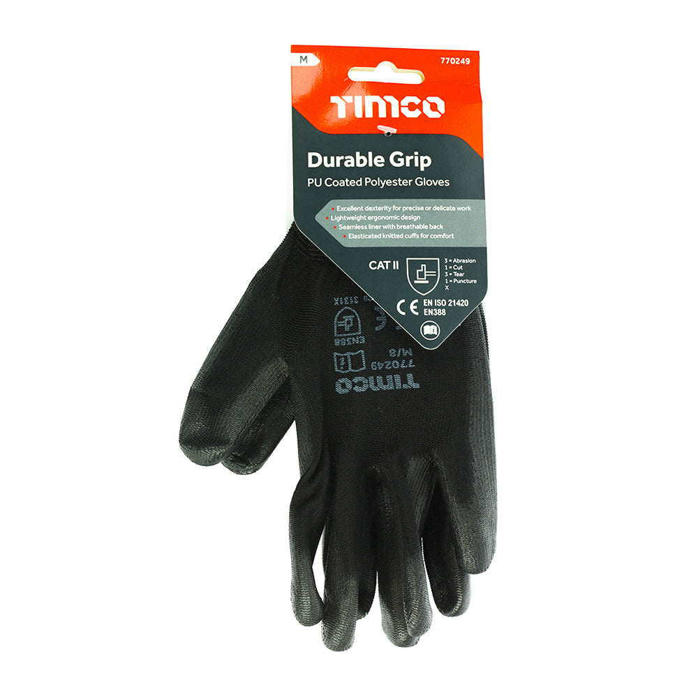 TIMCO Durable Grip PU Coated Polyester Gloves - Medium - Image