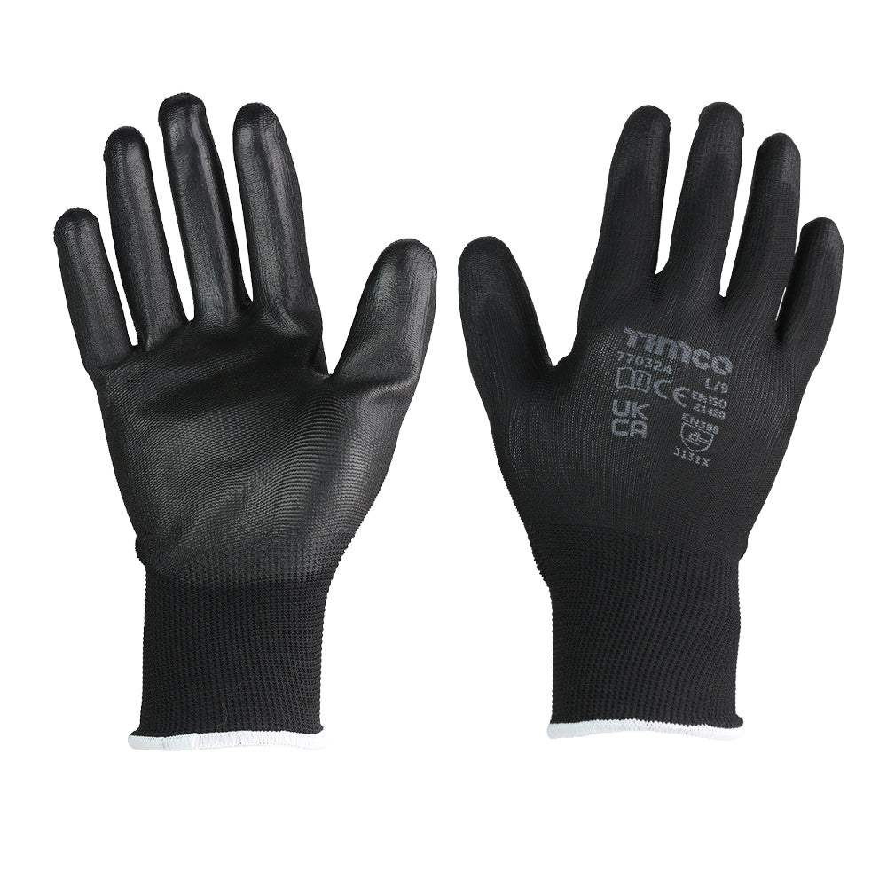 TIMCO Durable Grip PU Coated Polyester Gloves Multi-Pack - Large - Image