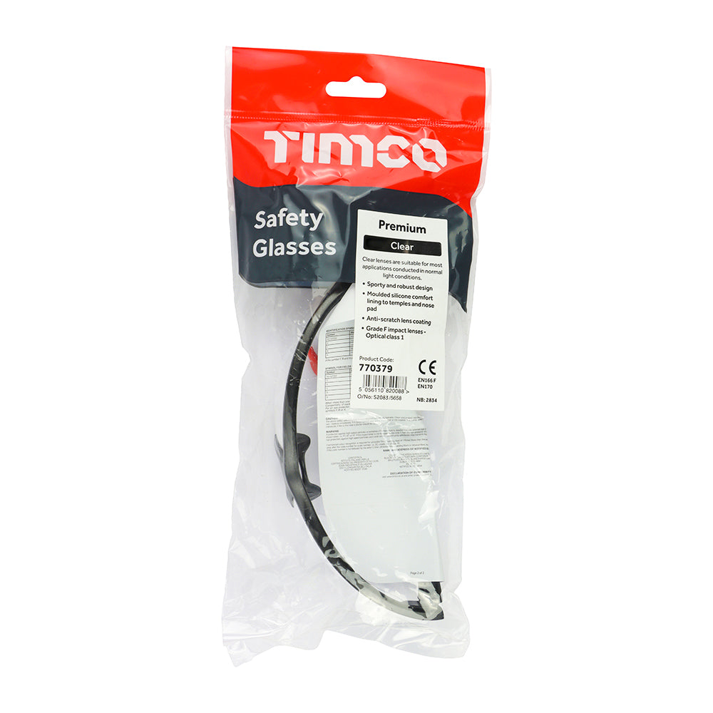 TIMCO Premium Safety Glasses Clear - One Size - Image
