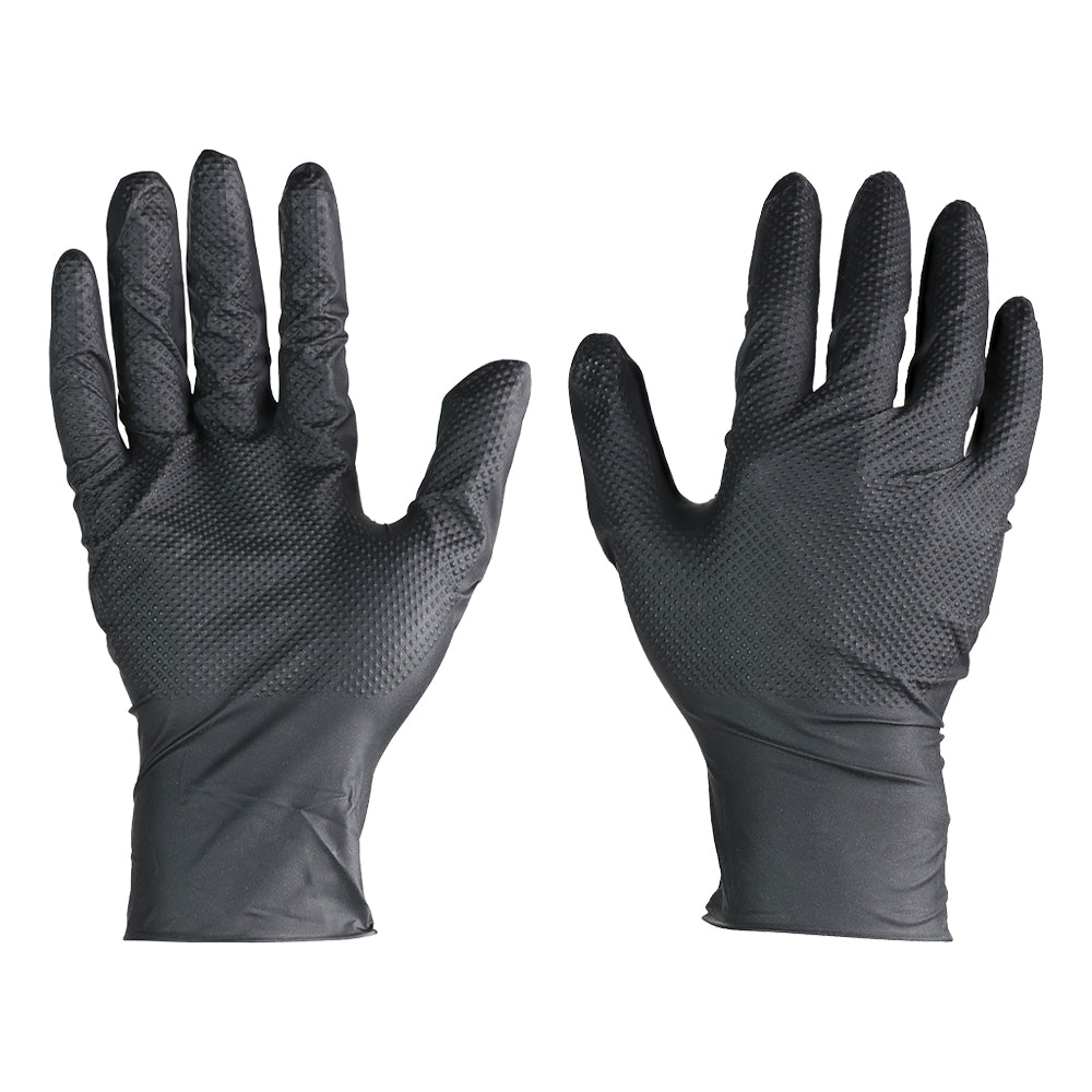 TIMCO Diamond textured disposable Nitrile Work Gloves Black - Large - Image