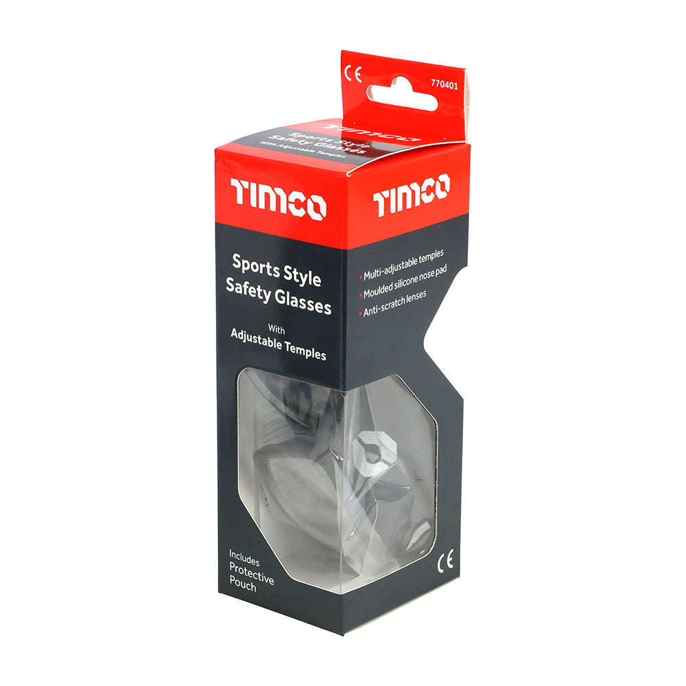 TIMCO Sport Style Adjustable Safety Glasses Clear - One Size - Image