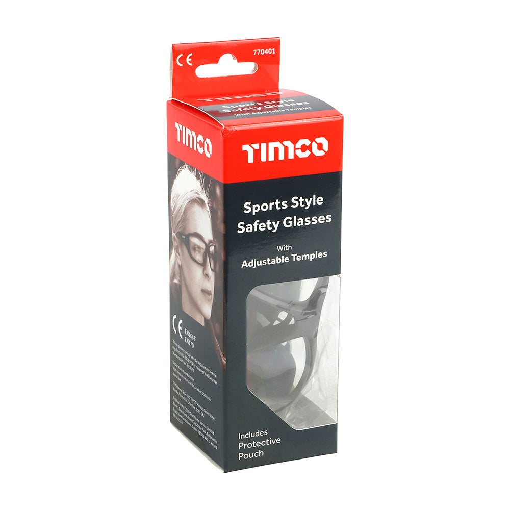 TIMCO Sport Style Adjustable Safety Glasses Clear - One Size - Image