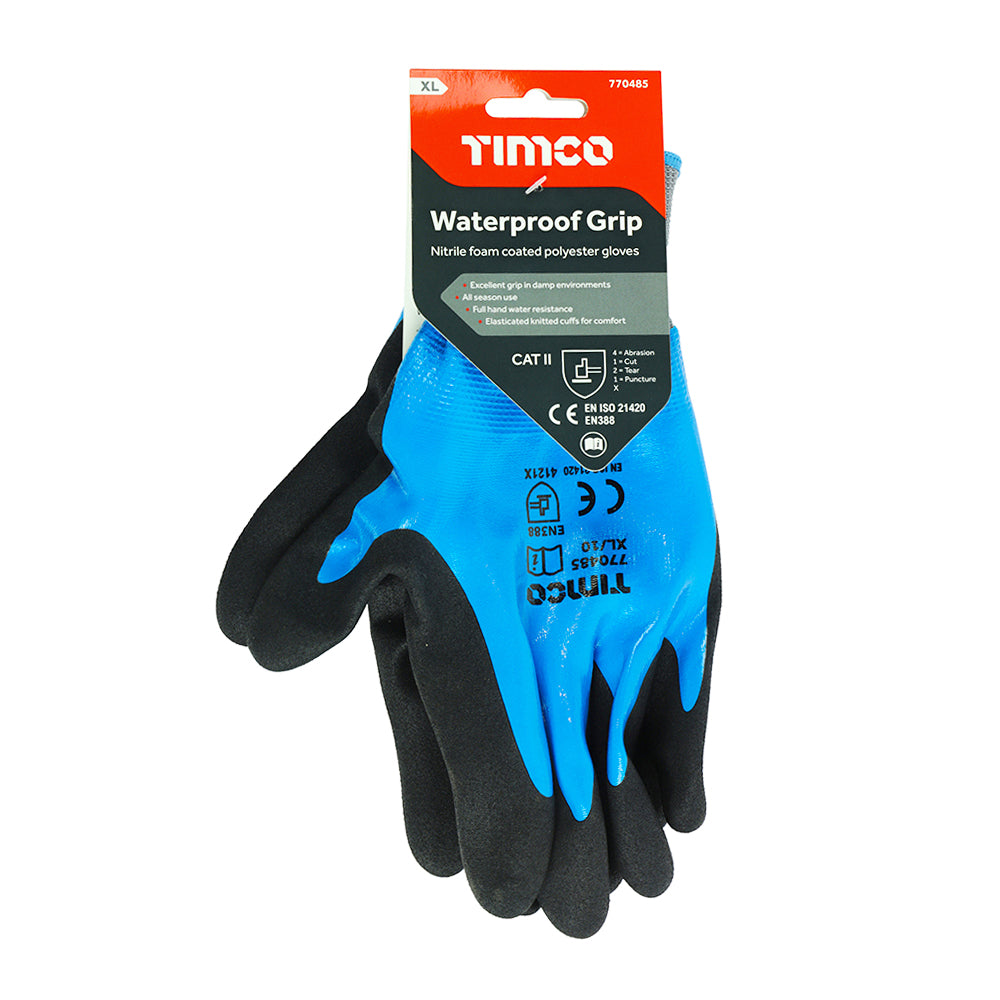 TIMCO Waterproof Grip Sandy Nitrile Foam Coated Polyester Gloves - X Large - Image