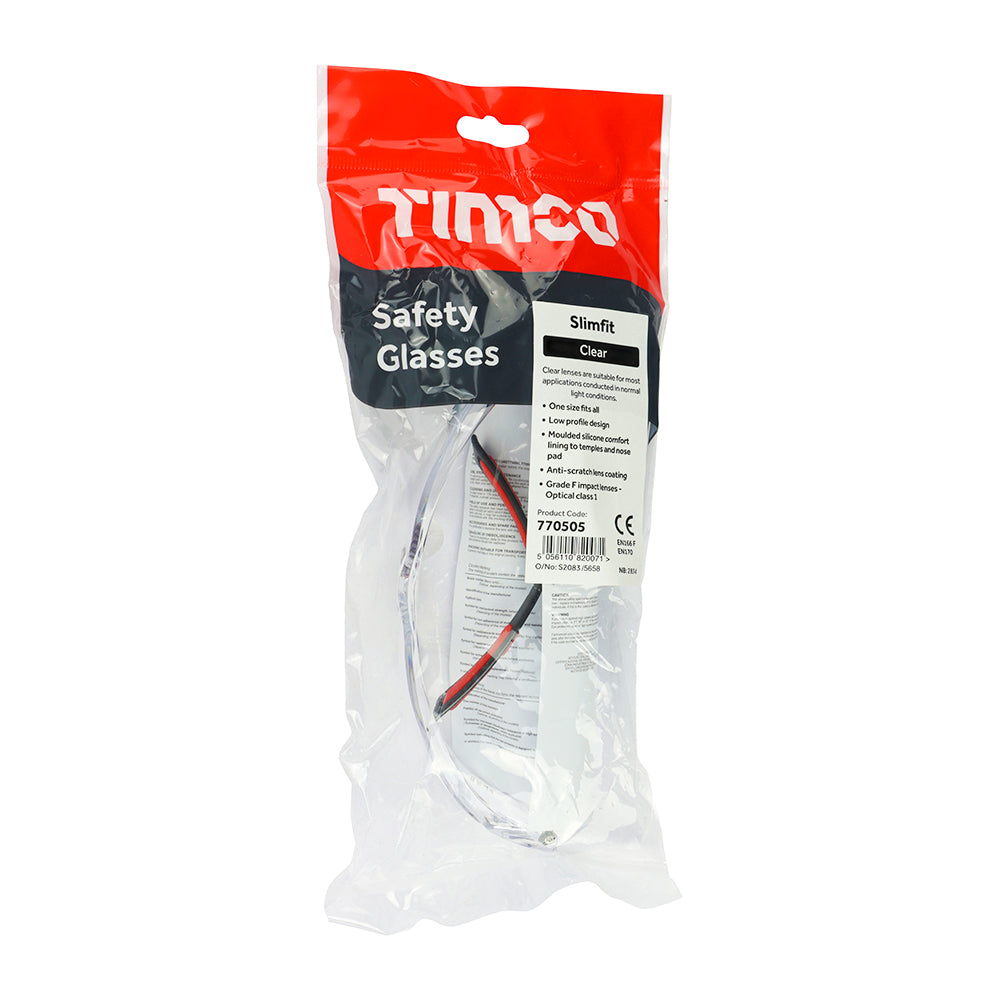 TIMCO Slimfit Safety Glasses Clear - One Size - Image