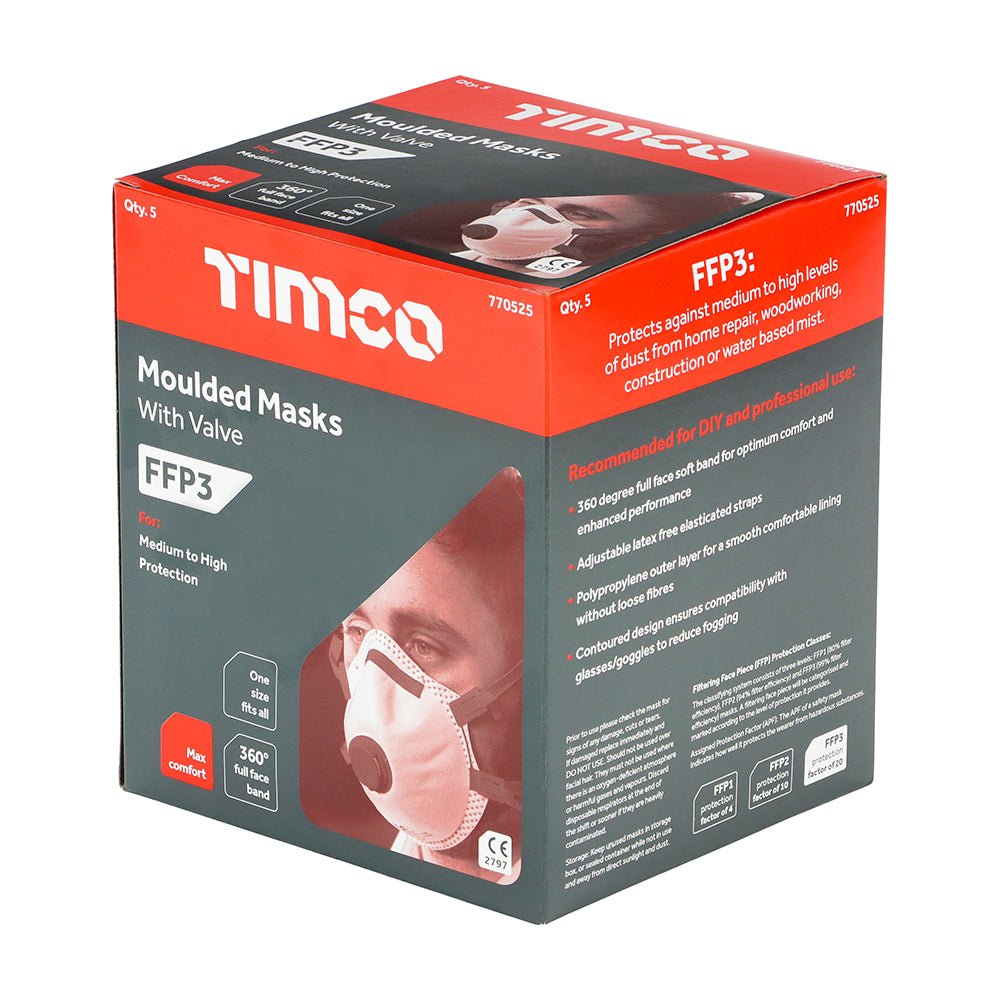 TIMCO FFP3 Moulded Valved Masks - One Size - Image