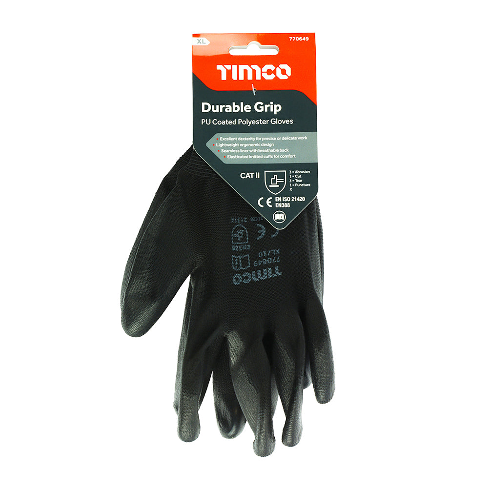 TIMCO Durable Grip PU Coated Polyester Gloves - X Large - Image