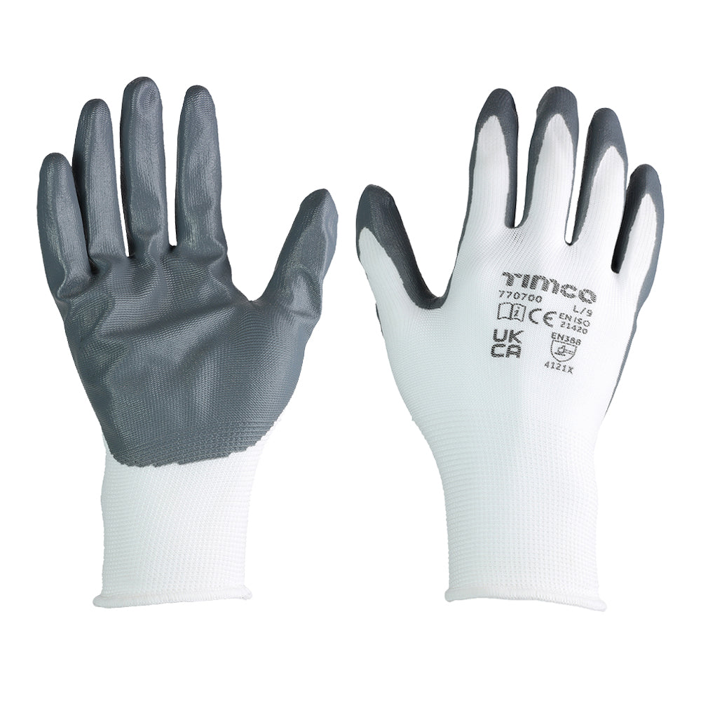 TIMCO Secure Grip Smooth Nitrile Foam Coated Polyester Gloves Multi-Pack - Large - Image