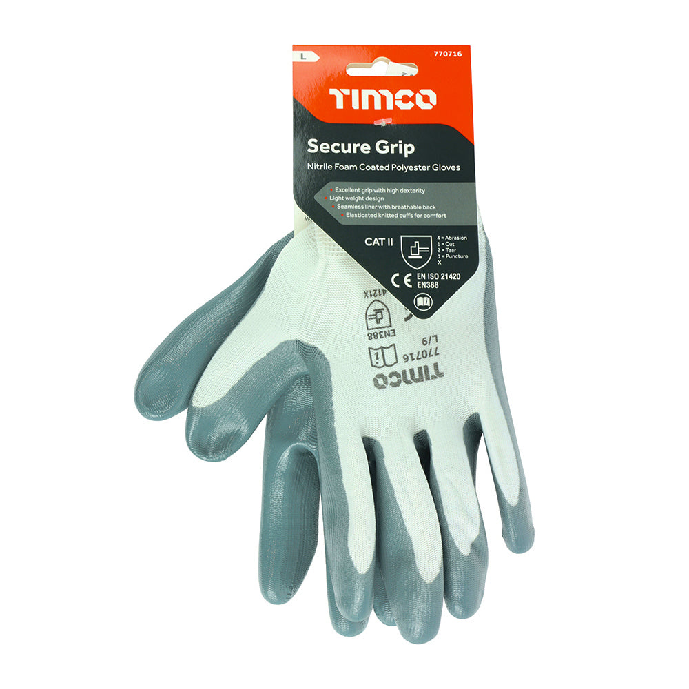 TIMCO Secure Grip Smooth Nitrile Foam Coated Polyester Gloves - Large - Image
