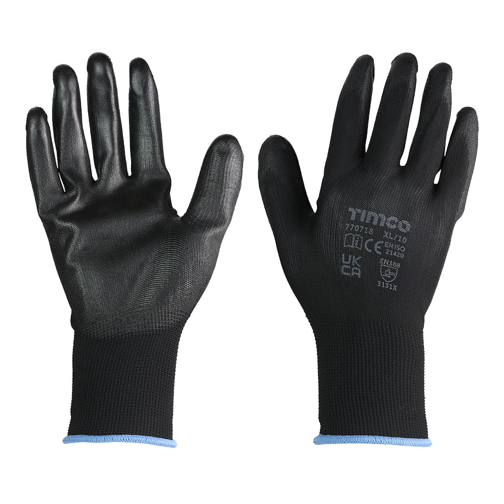 TIMCO Durable Grip PU Coated Polyester Gloves Multi-Pack - X Large - Image