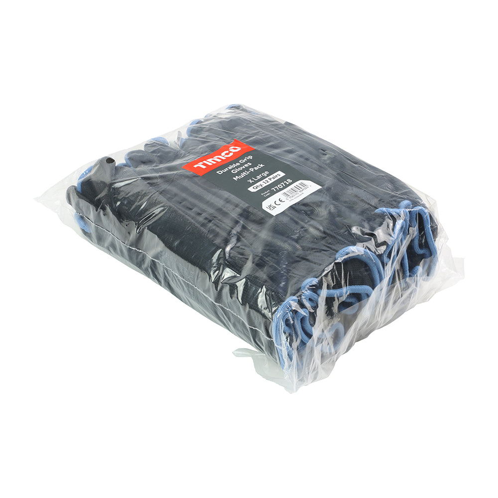 TIMCO Durable Grip PU Coated Polyester Gloves Multi-Pack - X Large - Image