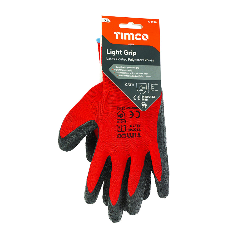 Light Grip Glove Crinkle Latex Coated Polyester Gloves - X Large - Image