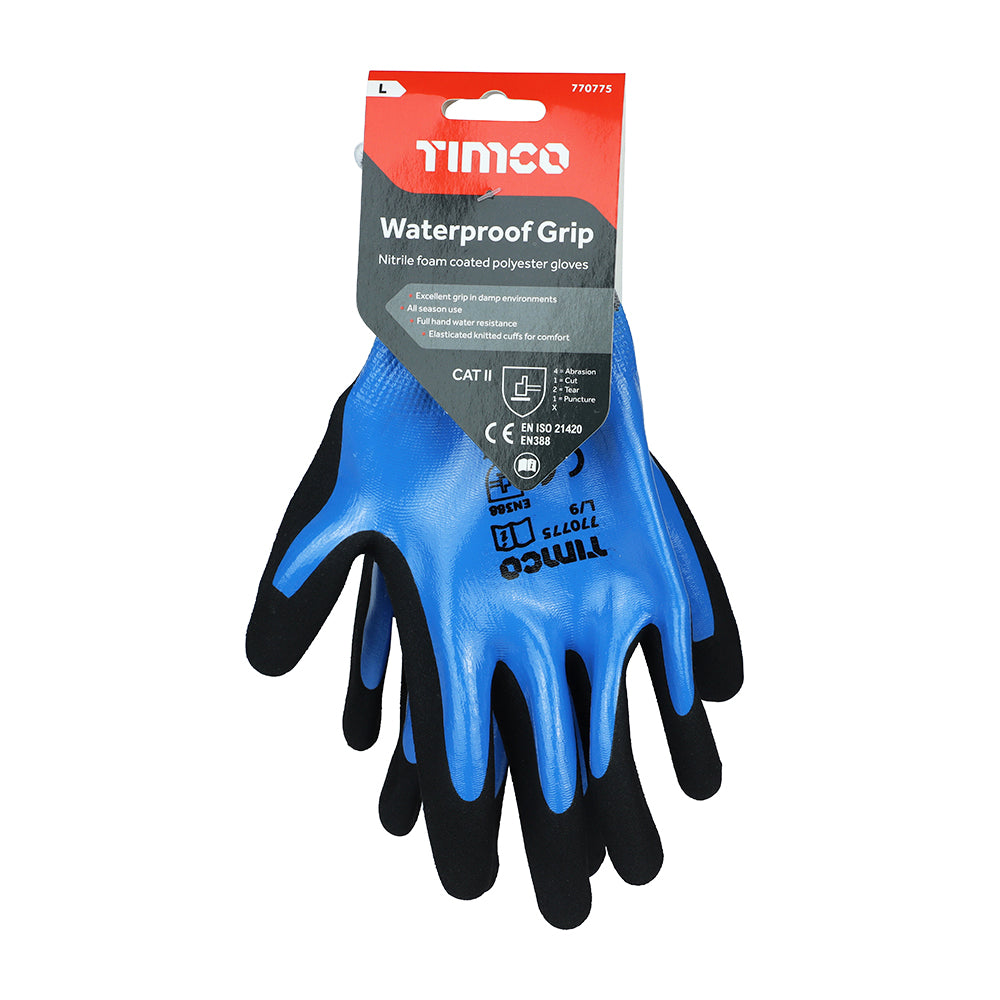 TIMCO Waterproof Grip Sandy Nitrile Foam Coated Polyester Gloves - Large - Image