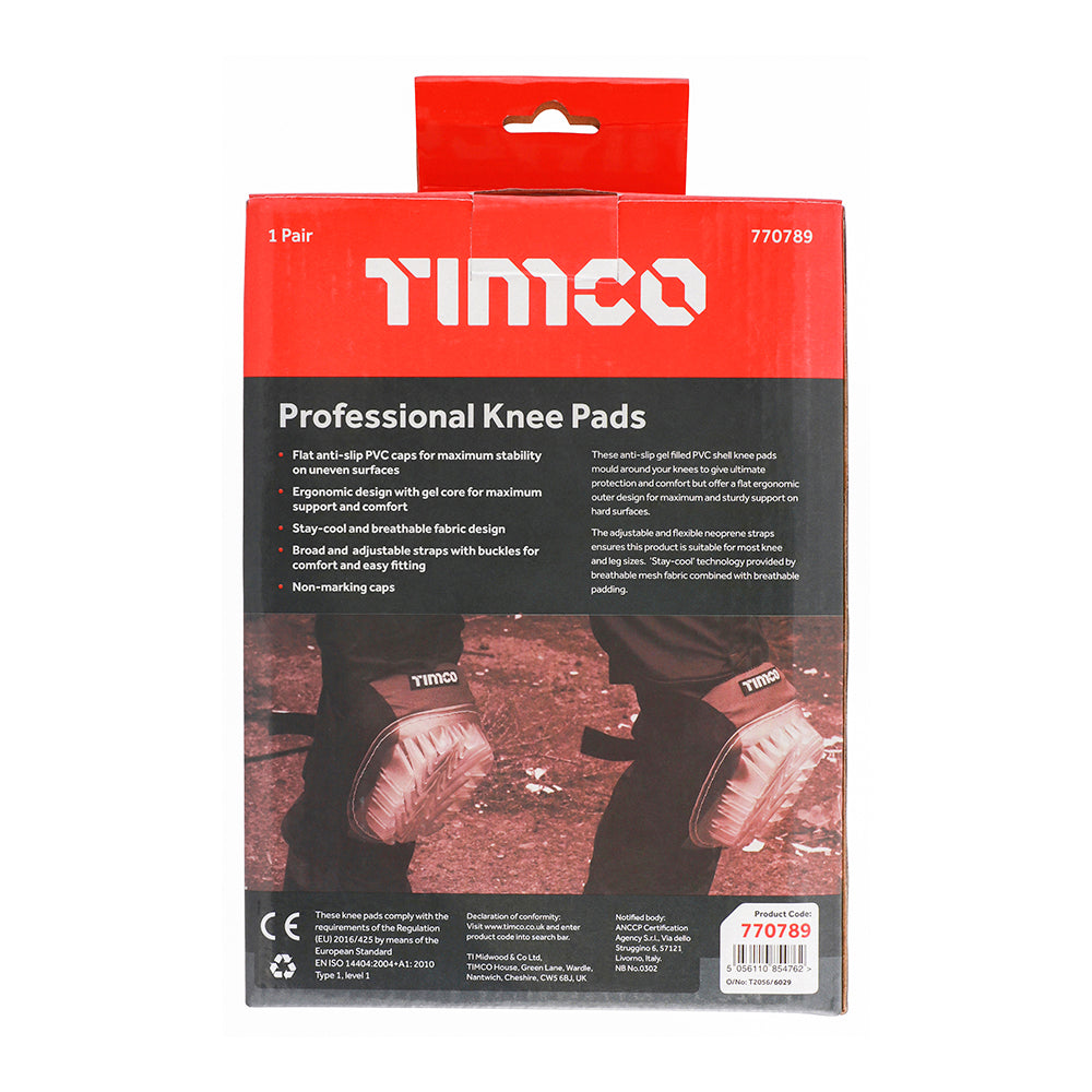 TIMCO Professional Anti-Slip and Anti-Rock Knee Pads with Gel Protection, Velcro Fastening. Pair - Image