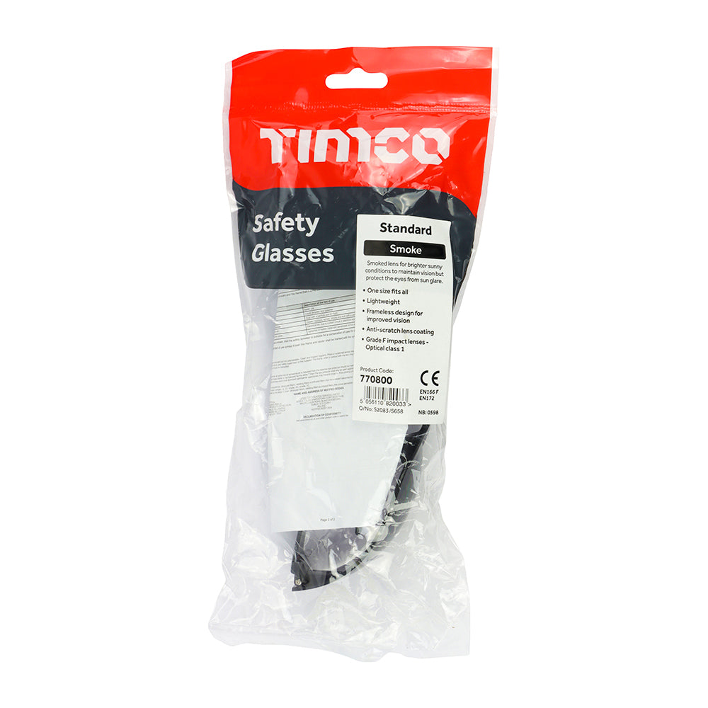 TIMCO Safety Glasses Smoke - One Size - Image