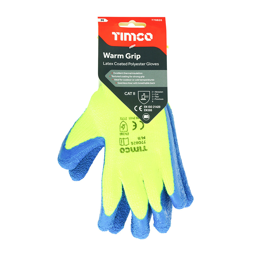 TIMCO Warm Grip Crinkle Latex Coated Polyester Gloves - Medium - Image