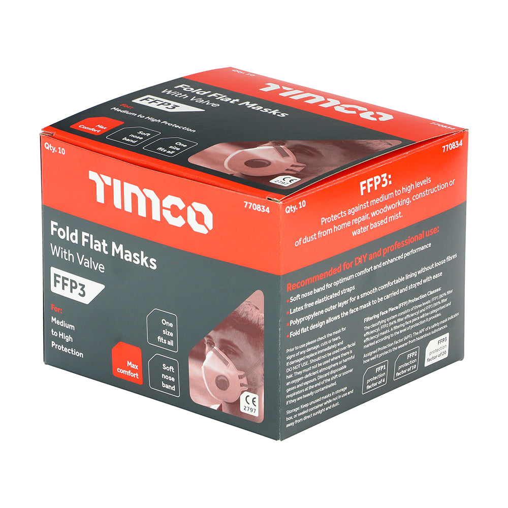 TIMCO FFP3 Fold Flat Valved Masks - One Size - Image