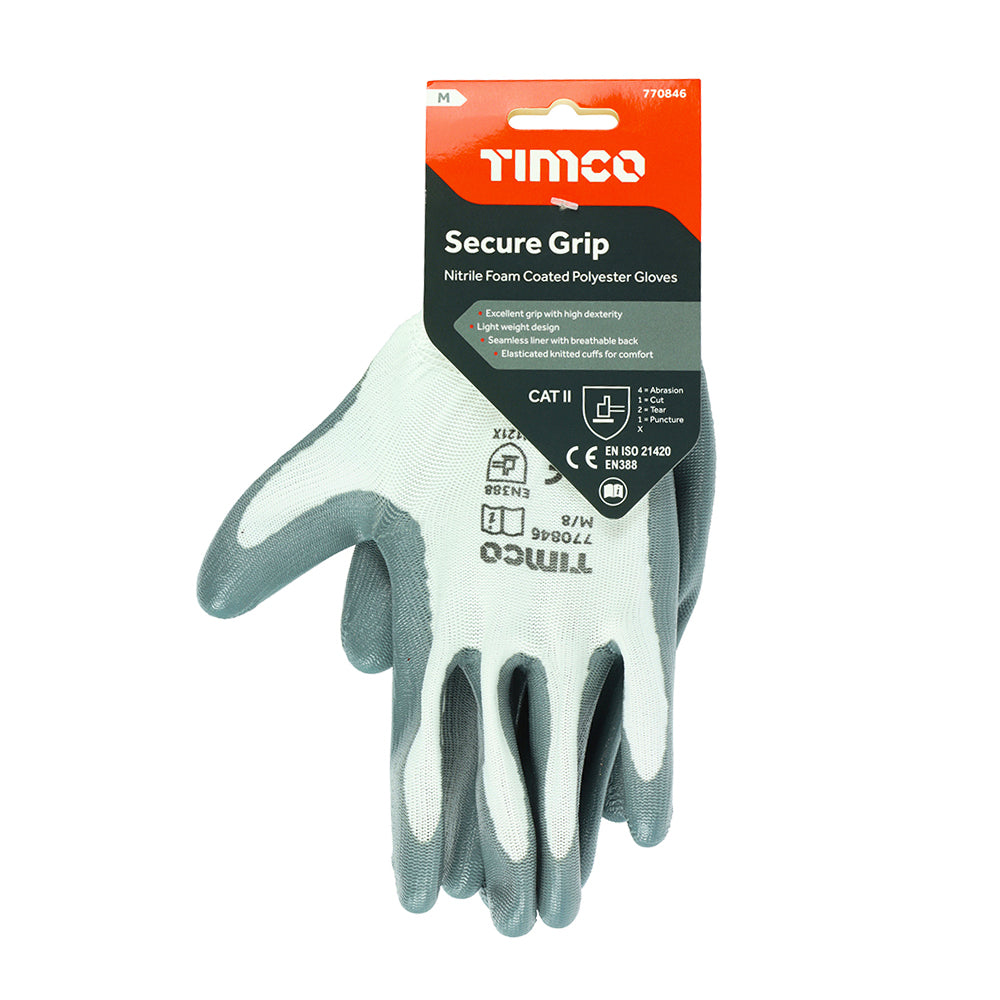 TIMCO Secure Grip Smooth Nitrile Foam Coated Polyester Gloves - Medium - Image