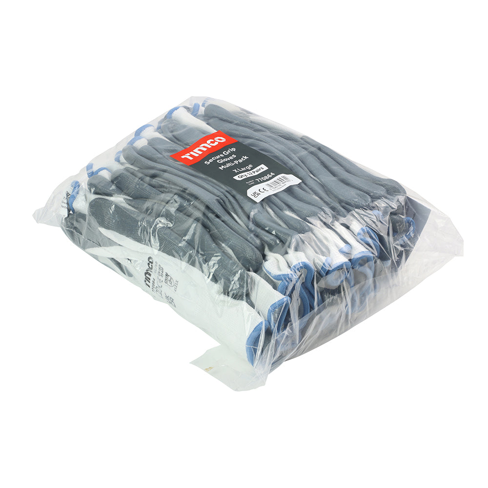 TIMCO Secure Grip Smooth Nitrile Foam Coated Polyester Gloves Multi-Pack - X Large - Image