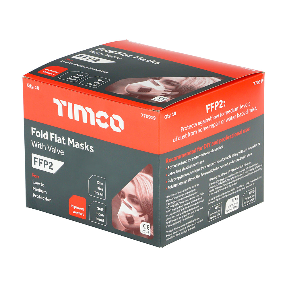 TIMCO FFP2 Fold Flat Valved Masks - One Size - Image