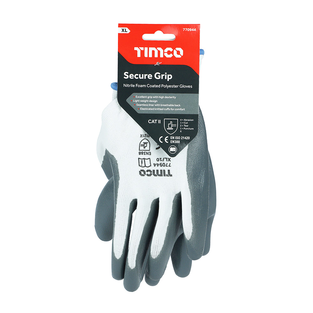 TIMCO Secure Grip Smooth Nitrile Foam Coated Polyester Gloves - X Large - Image