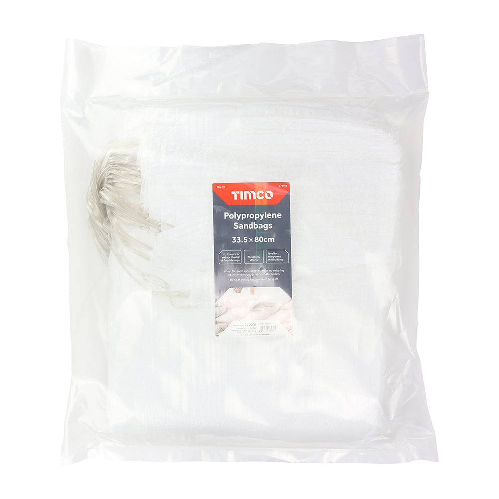 TIMCO PP Sandbags White - 33.5 x 80cm - Image