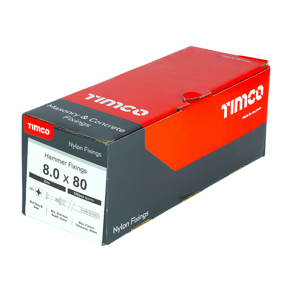 TIMCO Nylon Hammer Fixings - 8.0 x 80 - Image