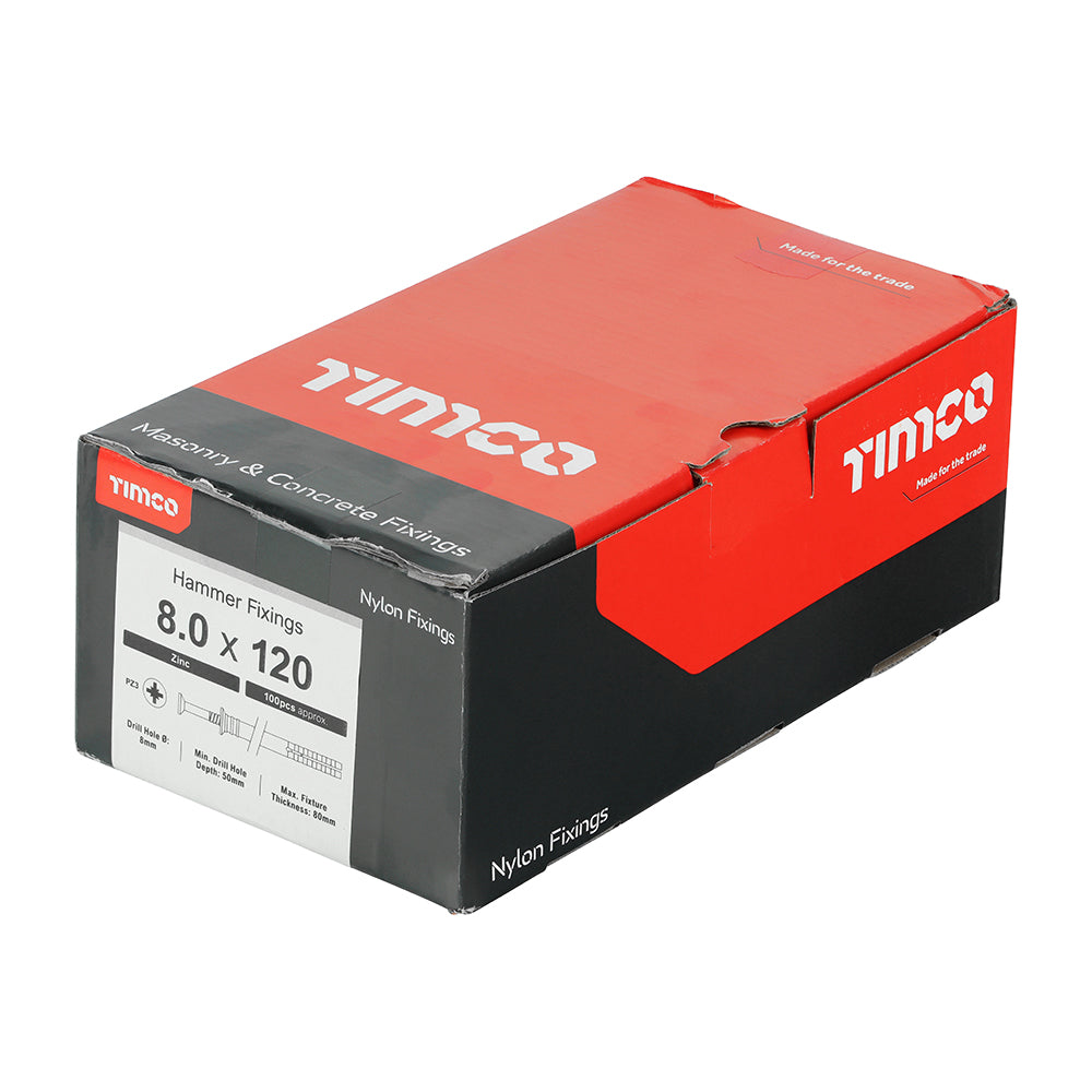 TIMCO Nylon Hammer Fixings - 8.0 x 120 - Image