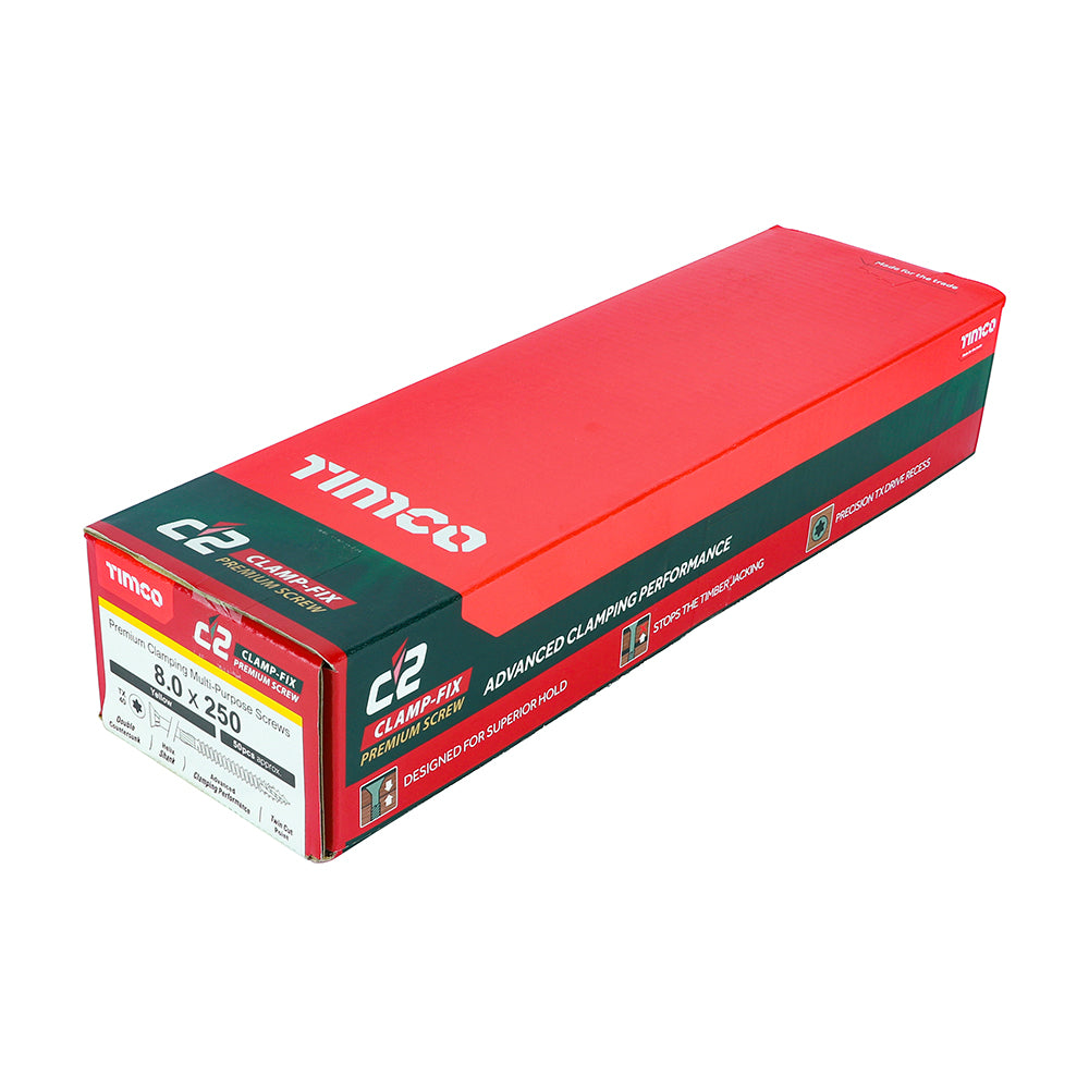 TIMCO C2 Clamp-Fix Multi-Purpose Premium Countersunk Gold Woodscrews - 8.0 x 250 - Image