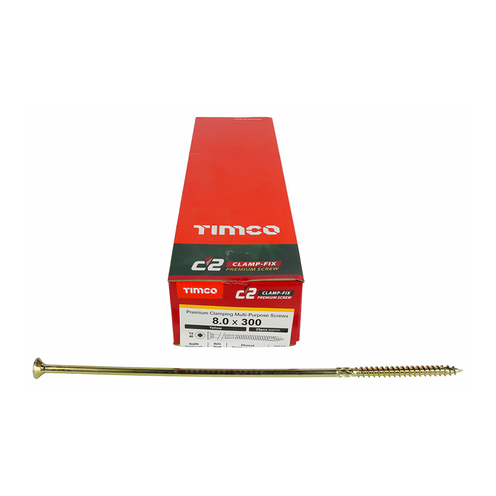 TIMCO C2 Clamp-Fix Multi-Purpose Premium Countersunk Gold Woodscrews - 8.0 x 300 - Image