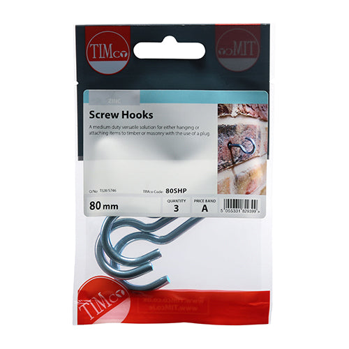 TIMCO Screw Hooks Silver - 80mm - Image