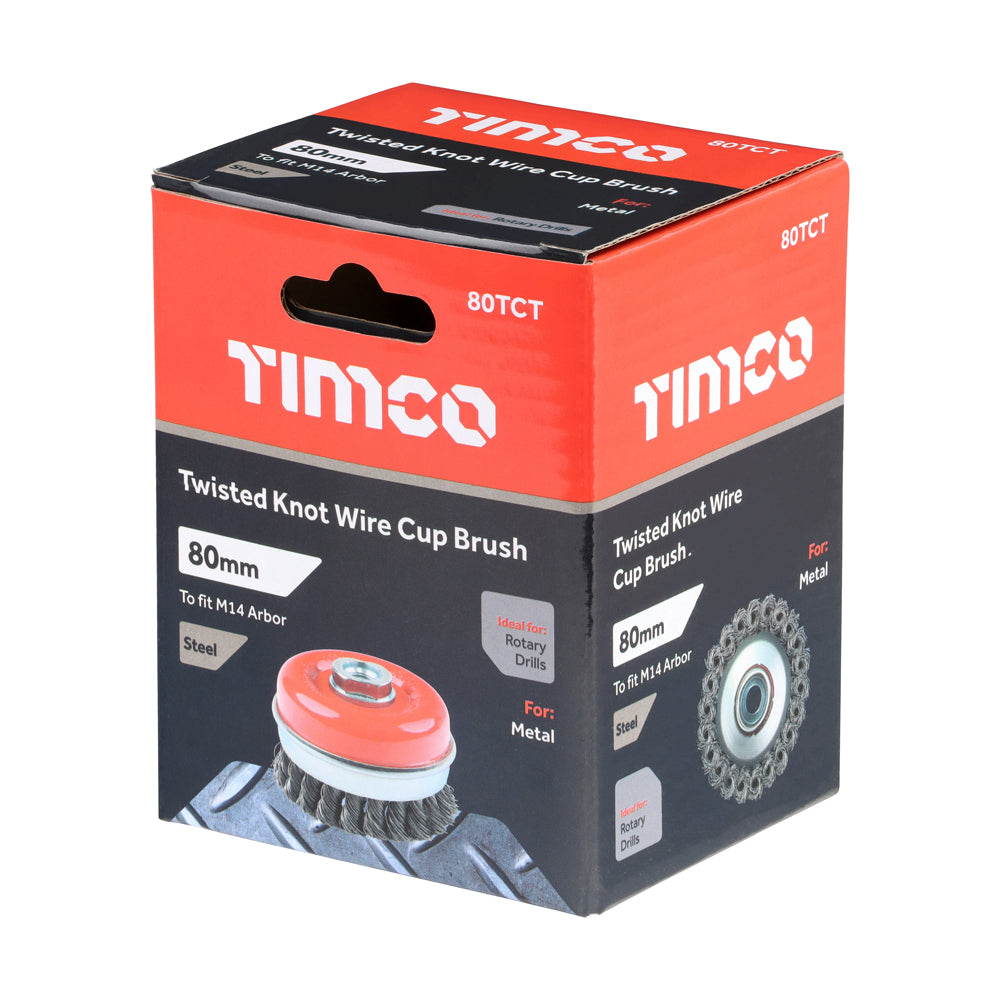 TIMCO Angle Grinder Cup Brush Twisted Knot Steel Wire - 80mm - Image