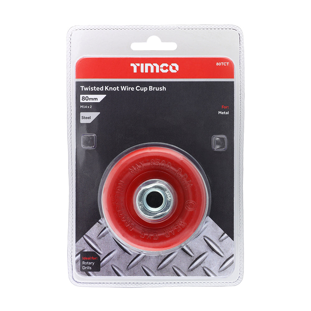 TIMCO Angle Grinder Cup Brush Twisted Knot Steel Wire - 80mm - Image