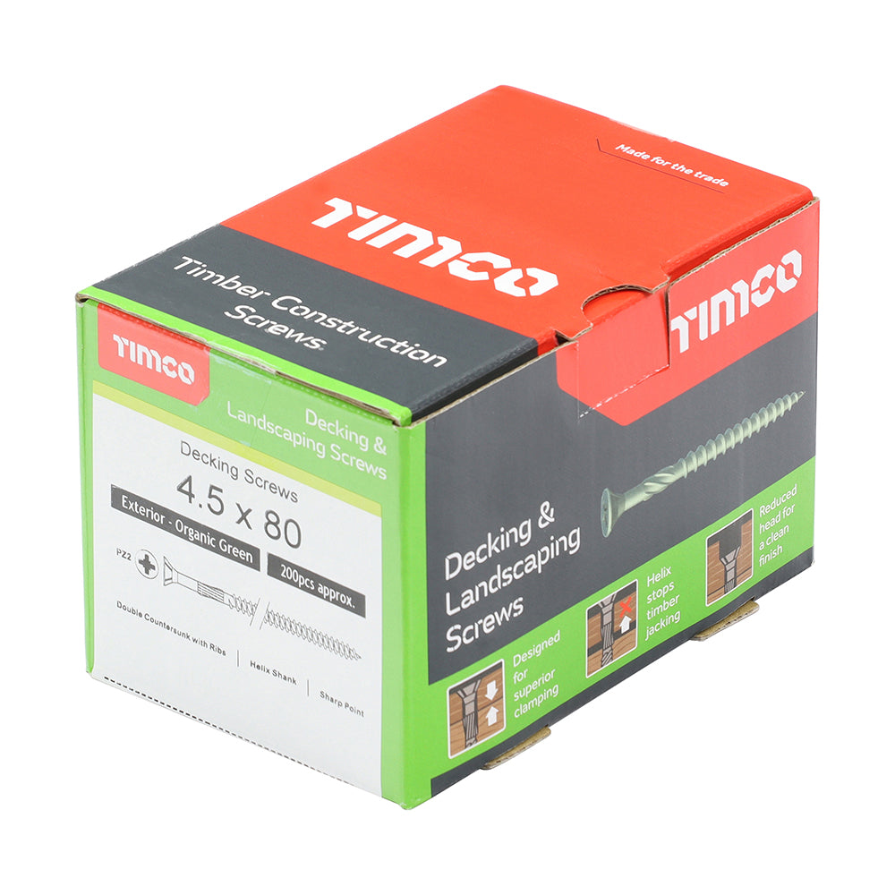 TIMCO Decking Screws Countersunk Exterior Green - 4.5 x 80 - Image
