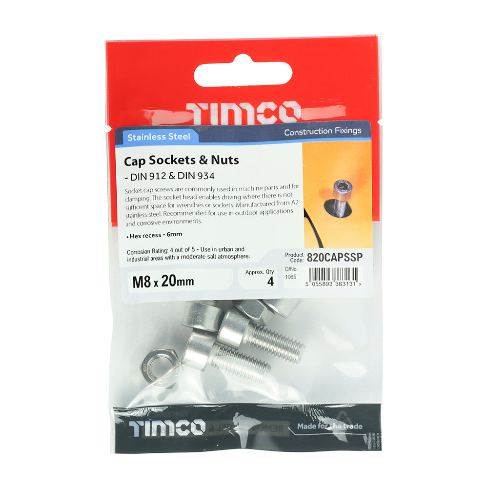 TIMCO Cap Socket Screws DIN912 A2 Stainless Steel - M8 x 20 - Image