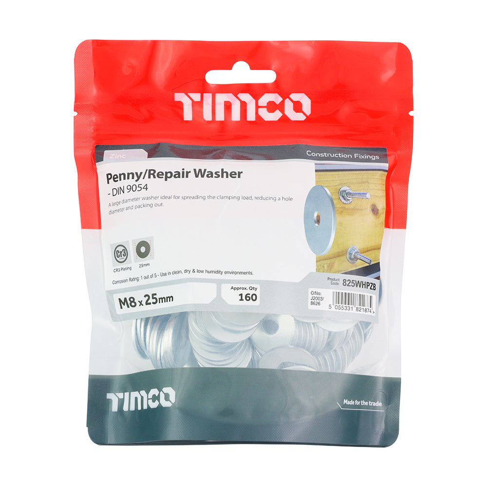 TIMCO Penny / Repair Washers DIN9054 Silver - M8 x 25 - Image