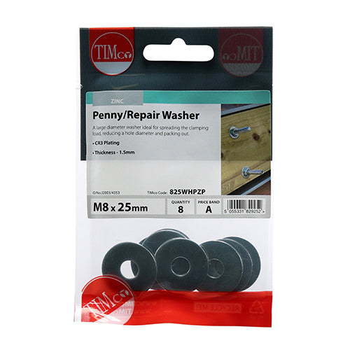 TIMCO Penny / Repair Washers DIN9054 Silver - M8 x 25 - Image