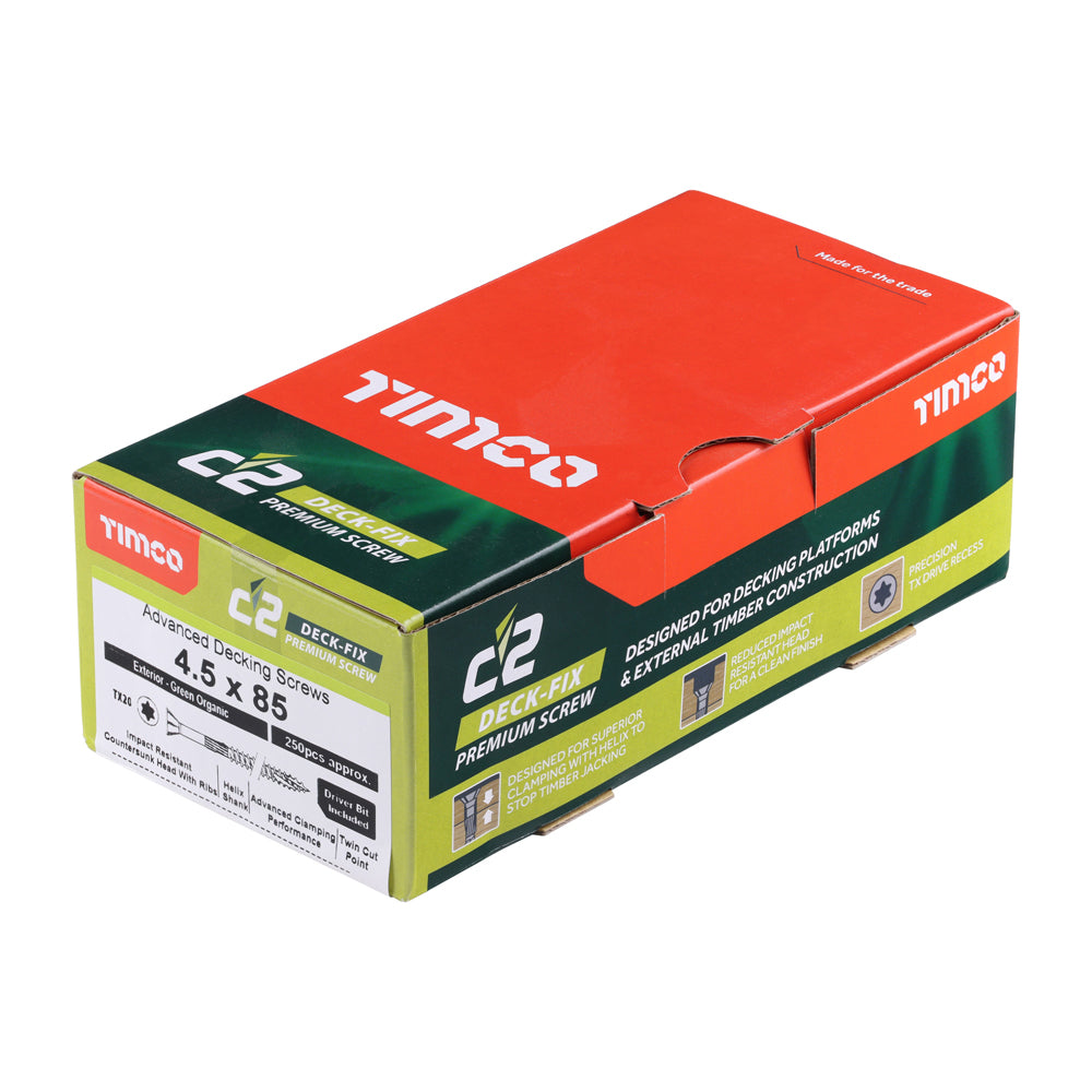 TIMCO C2 Deck-Fix Premium Countersunk Green Decking Screws - 4.5 x 80 - Image