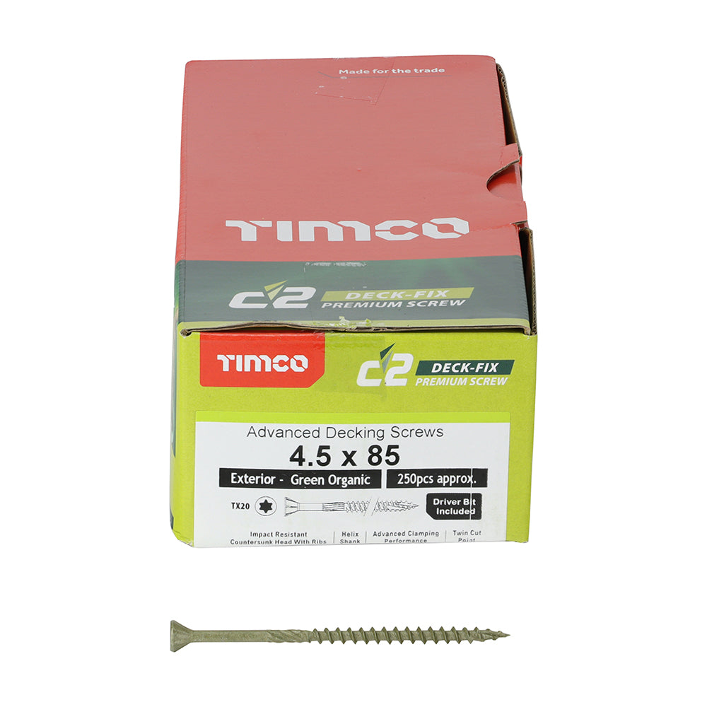 TIMCO C2 Deck-Fix Premium Countersunk Green Decking Screws - 4.5 x 80 - Image