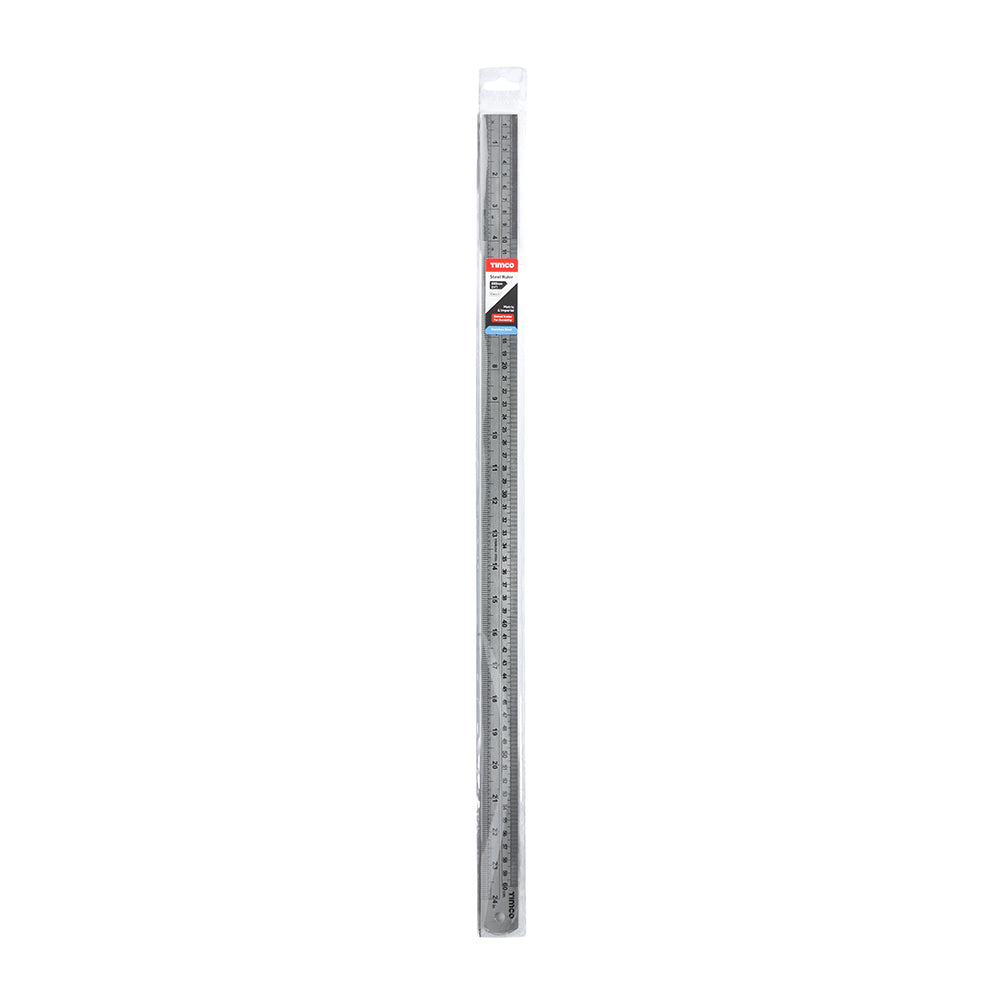 TIMCO Steel Ruler, Engineers Stainless Steel Rule, Precision Measuring Ruler - 600mm / 24" - Image
