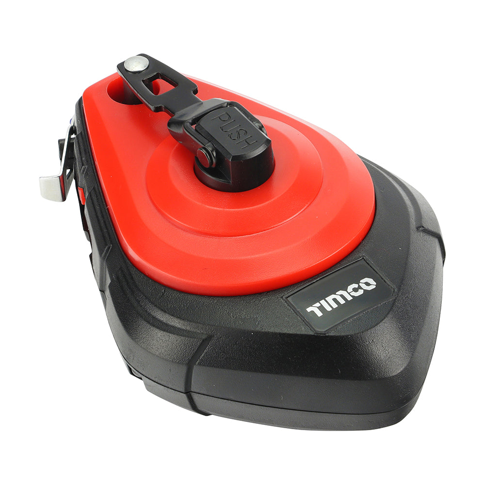 TIMCO Chalk Line Set, Builders String Line, Surveyors Marker, Red Powder - 30m / 100ft x 115g - Image