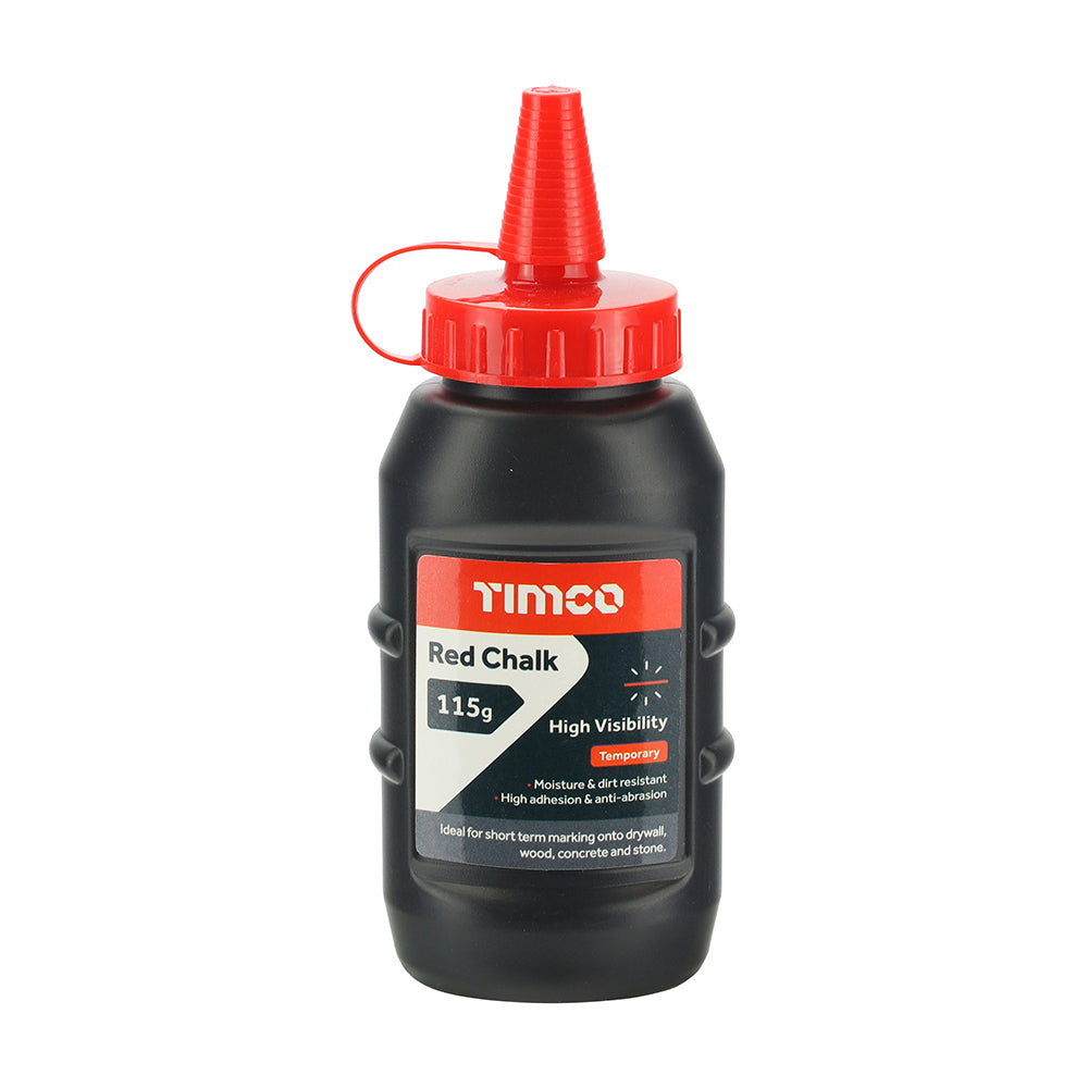 TIMCO Chalk Line Set, Builders String Line, Surveyors Marker, Red Powder - 30m / 100ft x 115g - Image