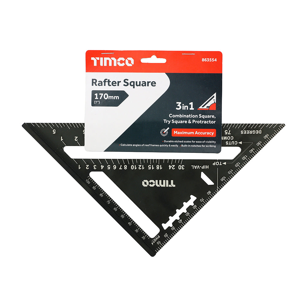 TIMCO Rafter Square, Triangular Roofing Square, Presicion Roofing Measuring Tool, Aluminium Rafter Square - 180mm - Image
