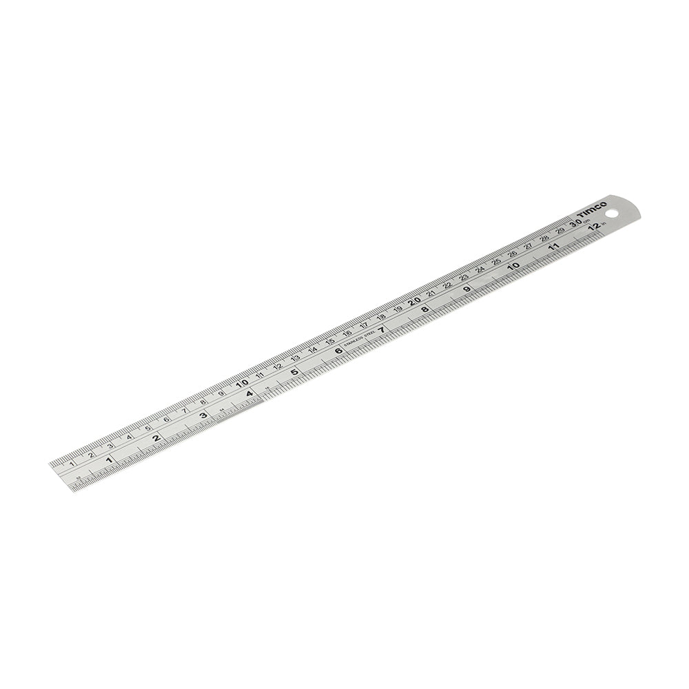TIMCO Steel Ruler, Engineers Stainless Steel Rule, Precision Measuring Ruler - 300mm / 12" - Image