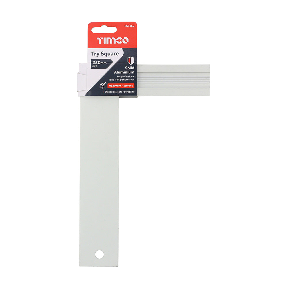 TIMCO Try Square, Engineers Precision Square, Carpentry Square - 10" / 250mm - Image