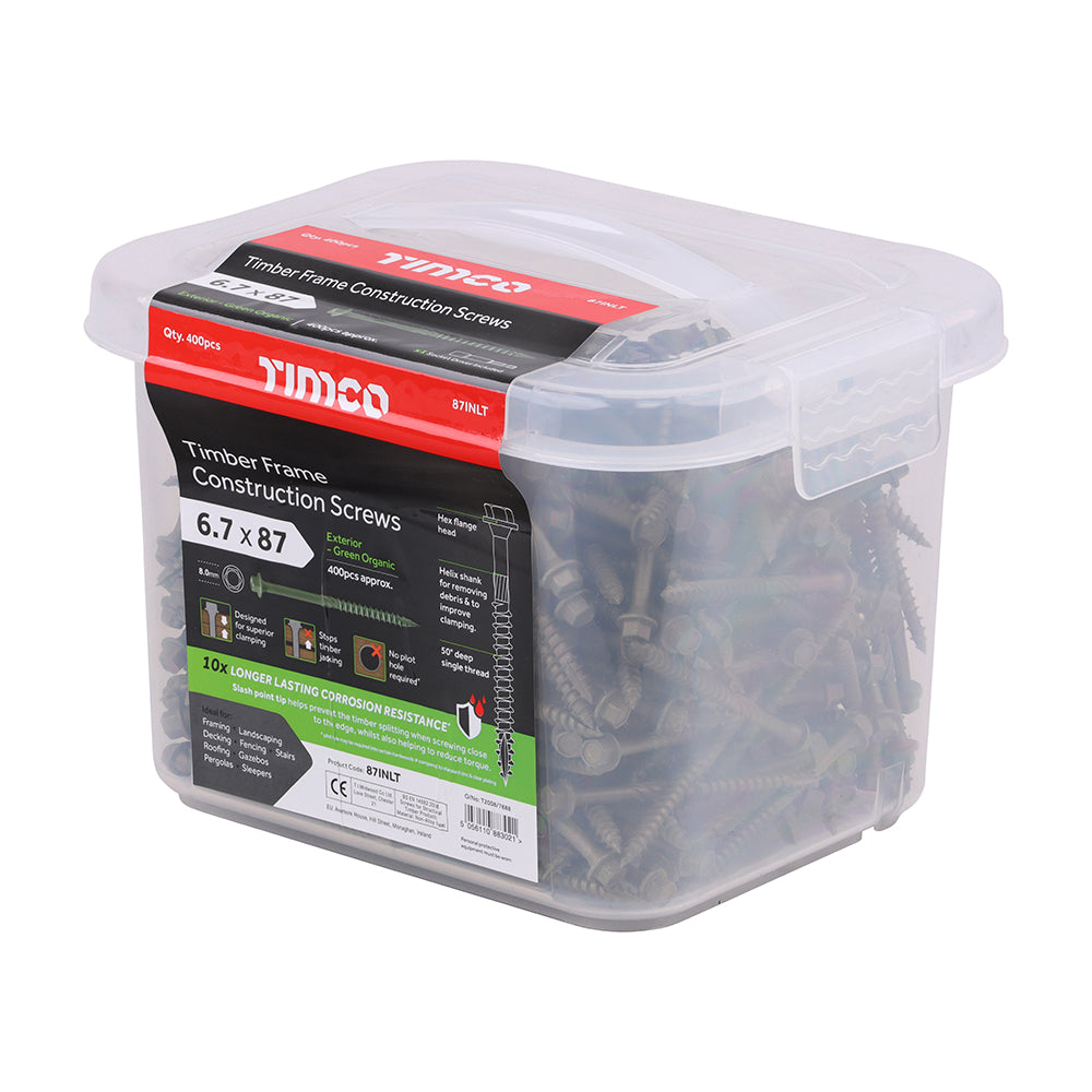 TIMCO Timber Screws Hex Flange Head Exterior Green - 6.7 x 87 - Image